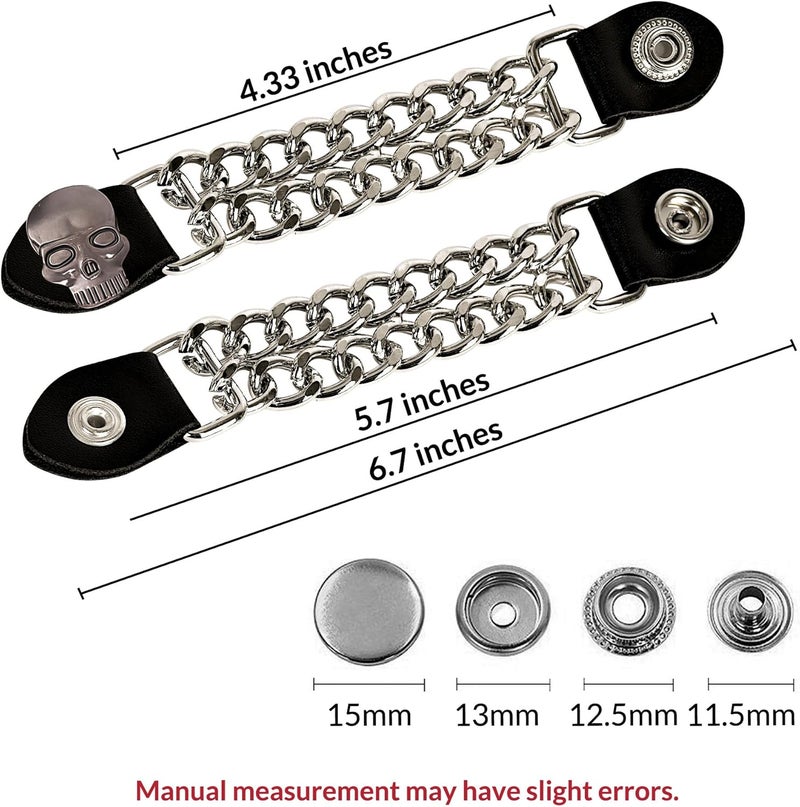 Mirthcos Motorcycle Vest Extenders for Men & Women - 4 PCS Leather Vest Extensions for Biker - Durable Double Chrome Chains - Image 3